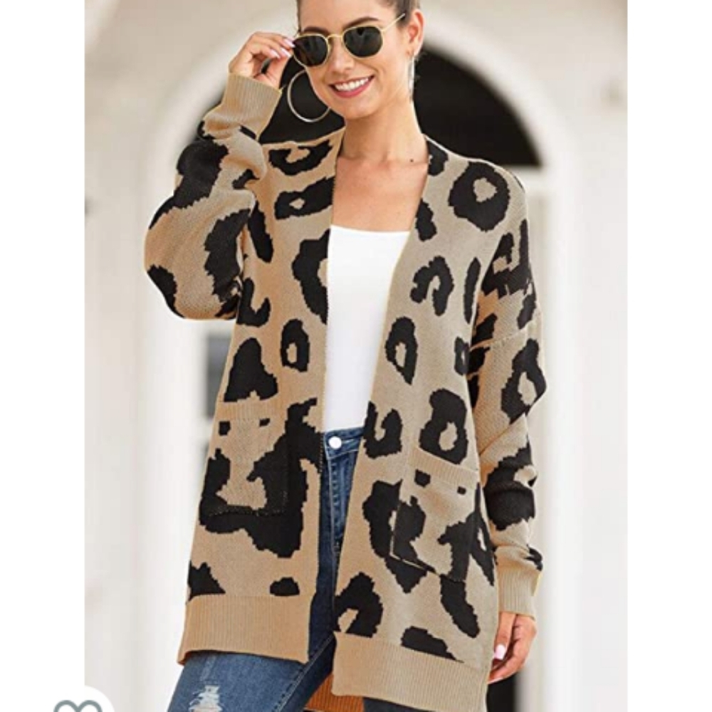 Leopard print knit cardigan/jacket